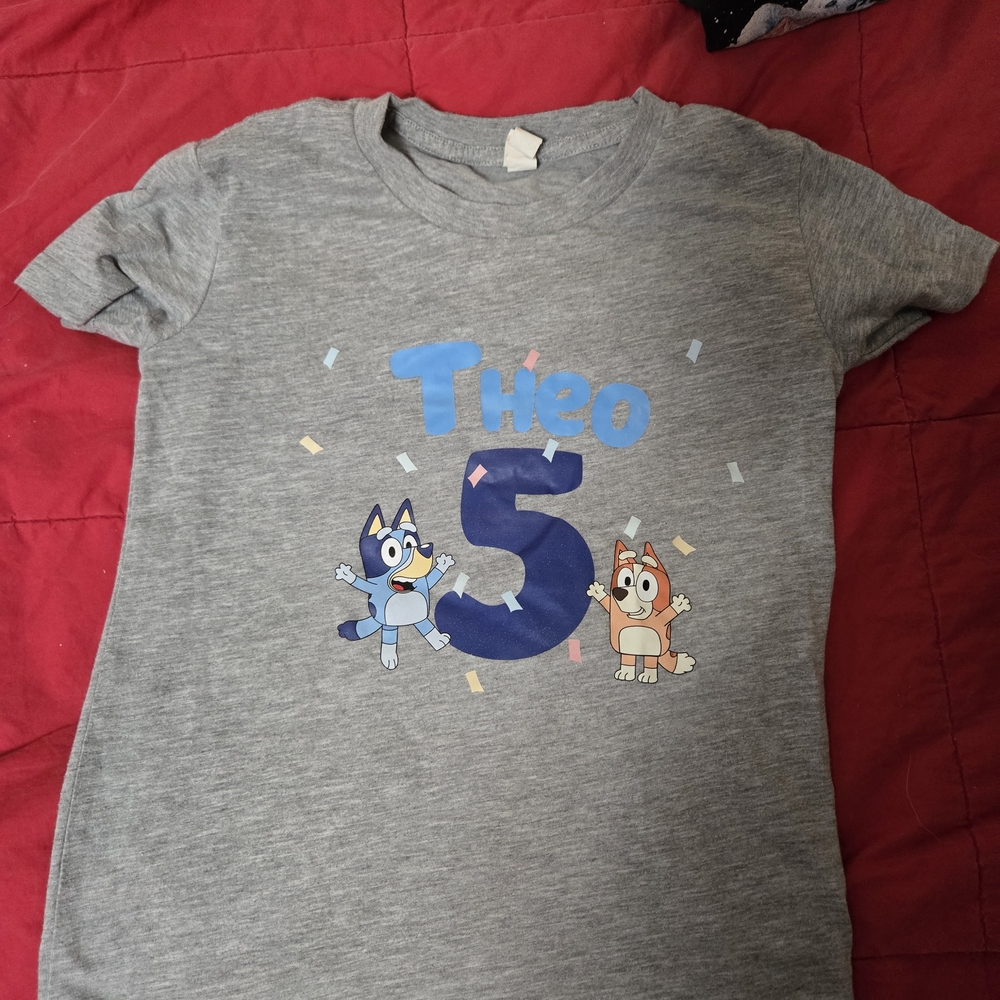 Gray Kids Shirt with Bluey Design